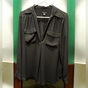 Ann Taylor Black Blouse with Pockets size MEDIUM